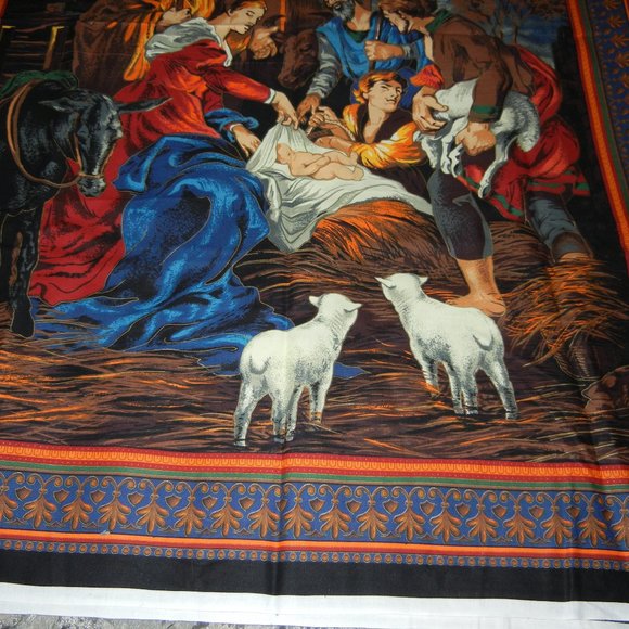 Christmas cotton fabric panel Nativity Manger 2004 - Picture 4 of 4